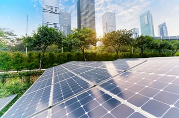 Solar panels on a sunny day.